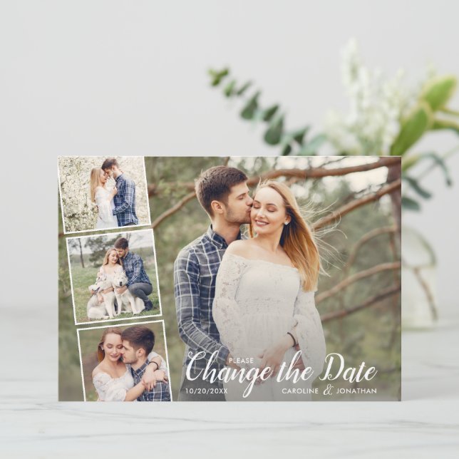 Change the Date Postponed Wedding Photo Collage (Standing Front)