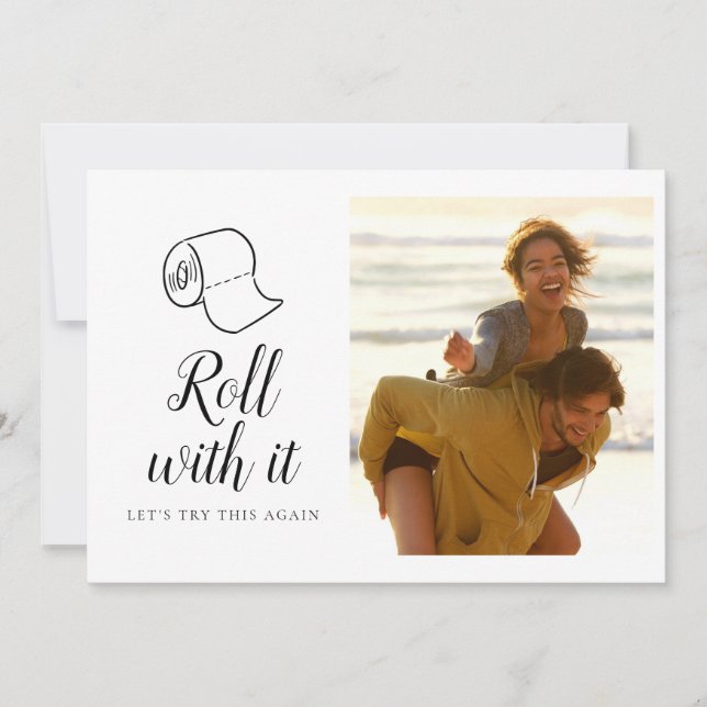 Change the Date Rescheduled Wedding Photo Save The Date (Front)