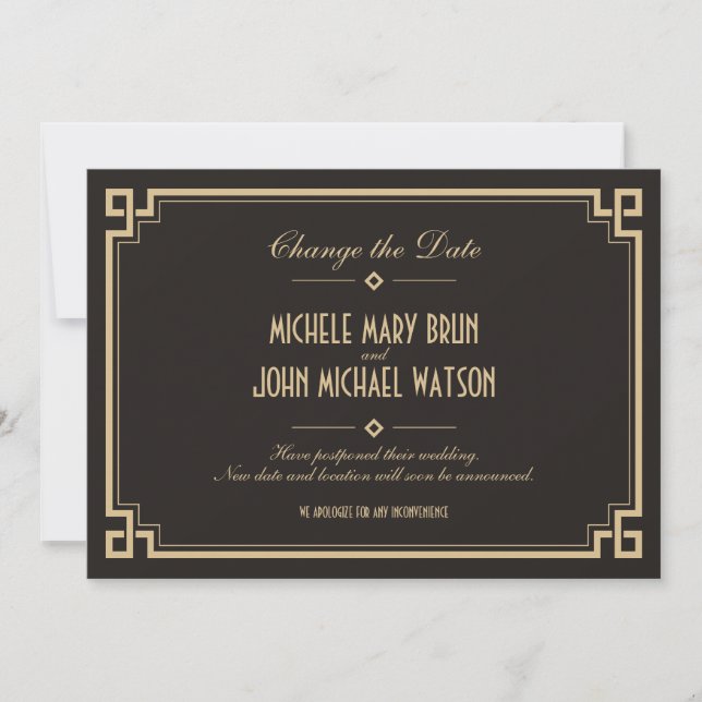 Change the Date Retro Frame Art Deco Dark Card (Front)