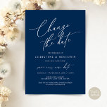 Change the date, Save our new wedding date card<br><div class="desc">This is the Wedding party invitation Rescheduled,  save our new date (postponed / postponement) card (Change the date),  in the modern minimal simple clean romantic navy blue design themed. It is the perfect way to make the event reschedule announcement to your friends and family.</div>