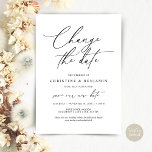 Change the date, Save our new wedding date card<br><div class="desc">This is the Wedding party invitation Rescheduled,  save our new date (postponed / postponement) card (Change the date),  in the modern minimal simple clean romantic black and white design themed. It is the perfect way to make the event reschedule announcement to your friends and family.</div>