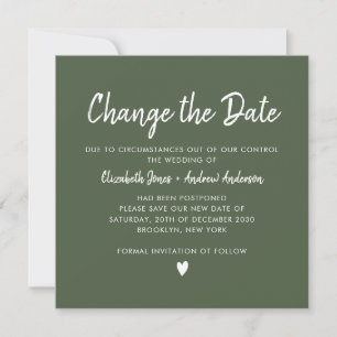 Change the Date Script Modern  Calligraphy Green Announcement