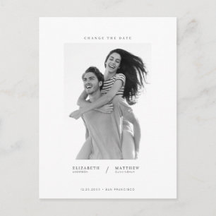 Change the Date Simple Chic Custom Photo Wedding Postcard
