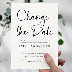 Change The Date Simple Wedding Postponed Invitation