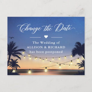 Change the Date Summer Palm Beach String Lights Postcard