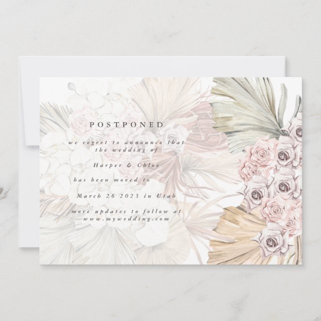 Change The Date Tropical Pampas Postponed The Date Save The Date (Front)