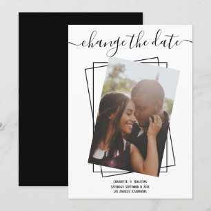 Change The Date Typography Photo Wedding Card
