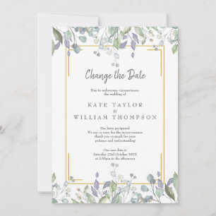 Change the Date Watercolour Greenery Floral Save The Date