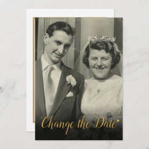 Change the Date Wedding Anniversary Photo Invitation