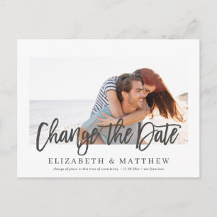 Change the Date Wedding Announcement Modern Photo Postcard