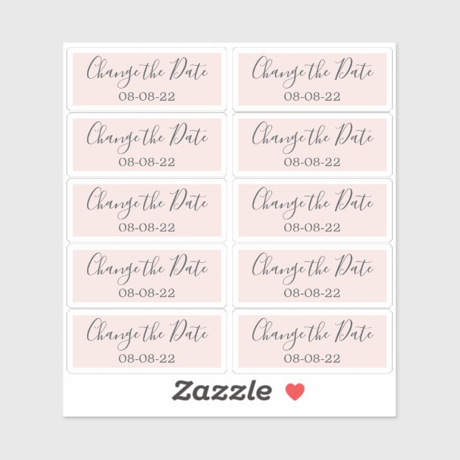 Change the Date Wedding Labels 0.8" x 2" Pink (Sheet)
