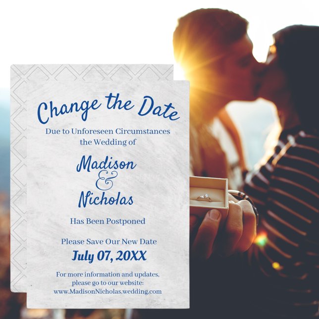 Change the Date Wedding Postponed Grey Parchment Save The Date (Change the Date Wedding Postponed Grey Parchment Save The Date Announcement)