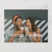 Change the date wedding postponement photo postcard (Front)