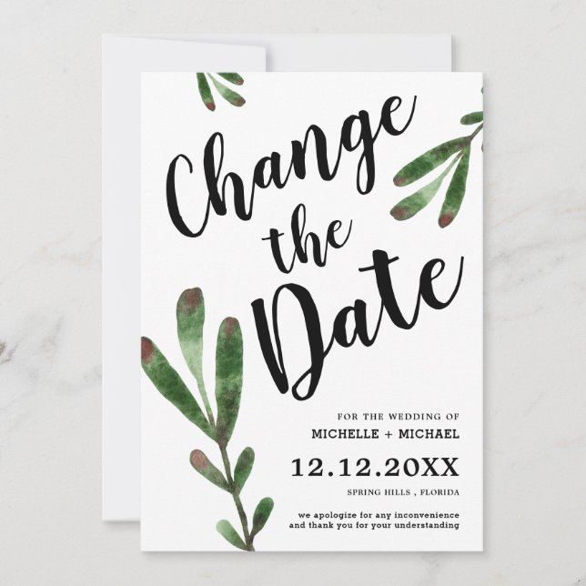 Change The Date Wedding Postponement Save The Date (Front)