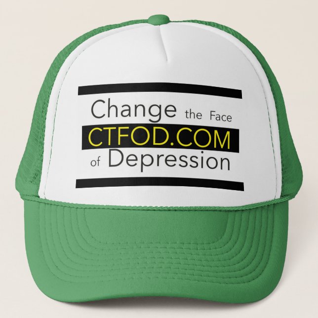 Change the Face of Depression_ CTFOD Banner Green  Trucker Hat (Front)