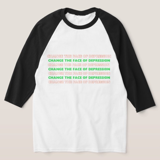 Change the Face of Depression Orange & Green  T-Shirt (Laydown)