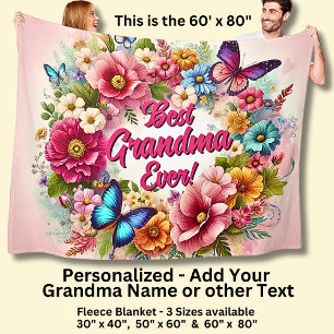 Change the Grandma Name Phrase, Best Grandma Ever! Fleece Blanket
