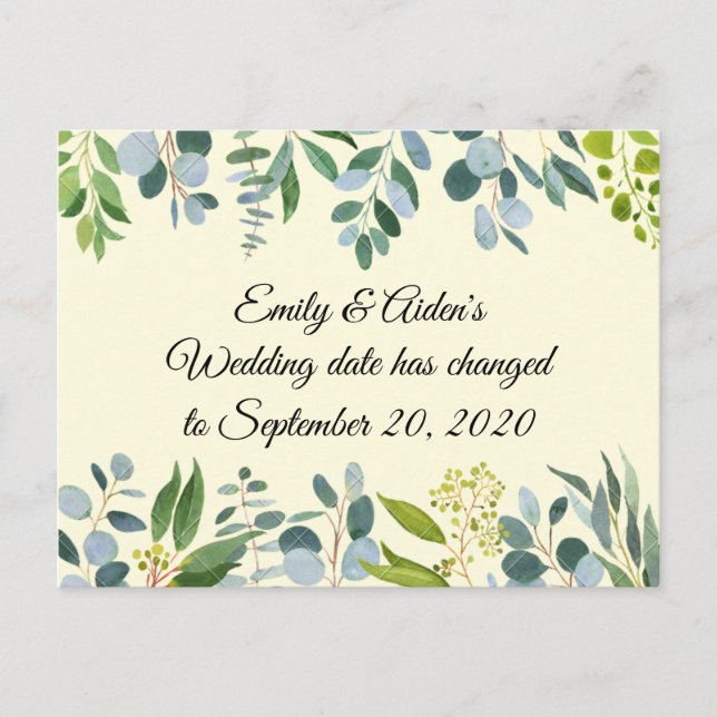 Change the wedding date postcard (Front)