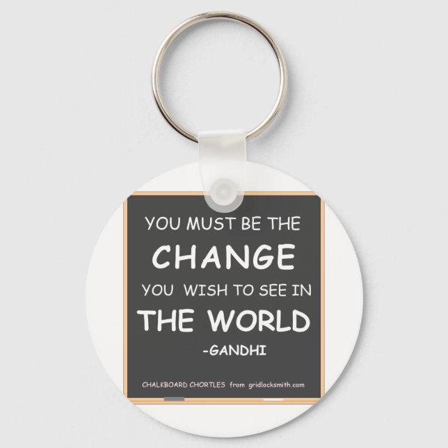 CHANGE THE WORLD-GANDHI KEY RING (Front)