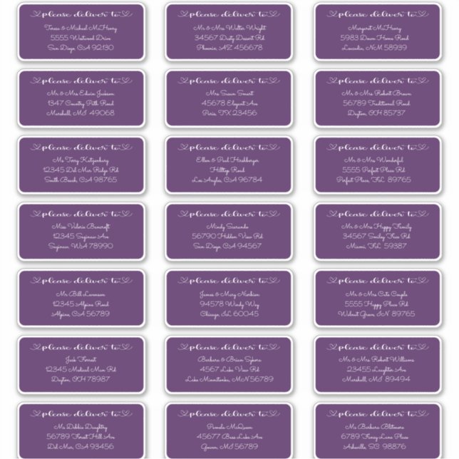Change to any colour address Guest Names labels (Front)