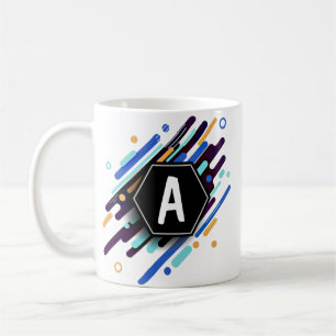 Change To Any Initial on Blue Paint - A B C D E F Coffee Mug
