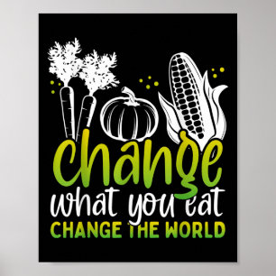 Change What You Eat Funny World Vegan Awareness Da Poster