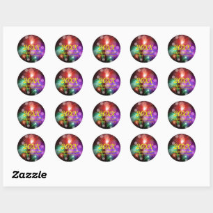 Change Year, Add Any Name Text New Year Fireworks Classic Round Sticker