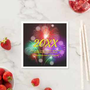 Change Year, Add Any Name Text New Year Fireworks Napkin