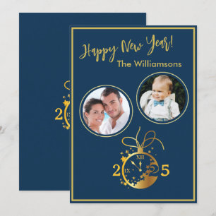 Change Year Happy New Year's 2 Photo Clock Card