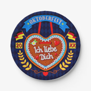 Change Year Octoberfest 20xx Ich Liebe Dich 7" Paper Plate