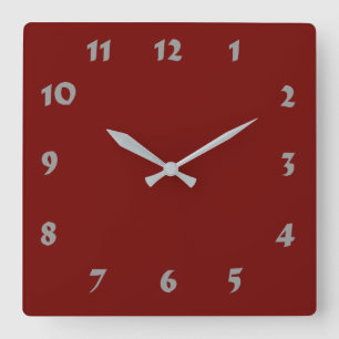 Changeable Numbered Dark Red Clock