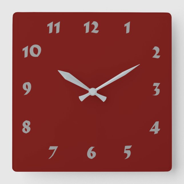 Changeable Numbered Dark Red Clock (Front)