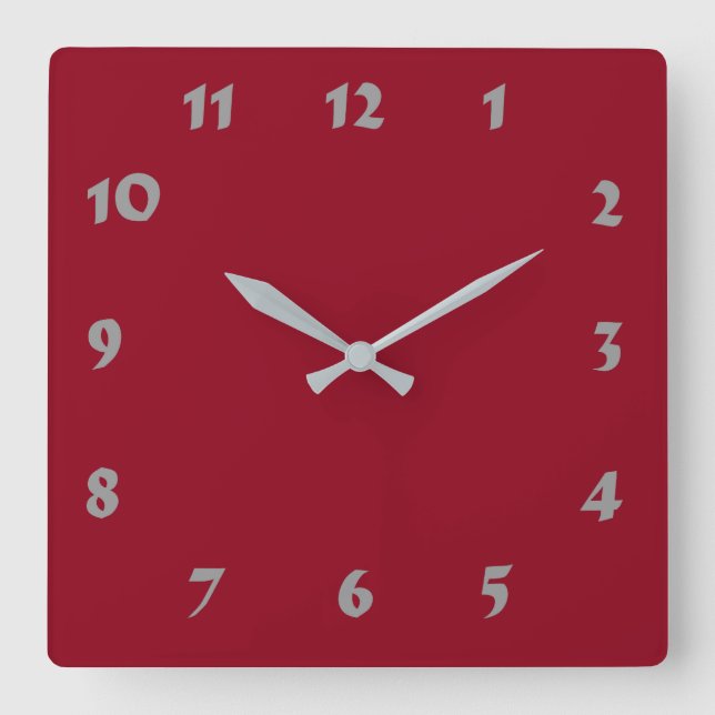 Changeable Numbered Dark Red Clock (Front)