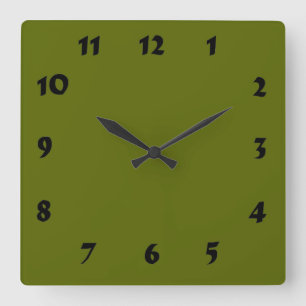 Changeable Numbered Olive Green Clock