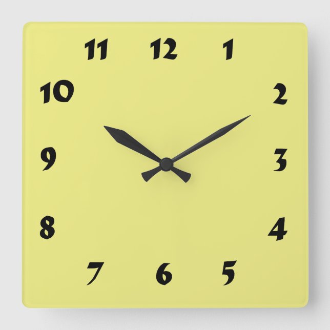 Changeable Numbered Pastel Yellow Clock (Front)