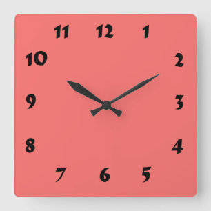Changeable Numbered Salmon Pink Clock