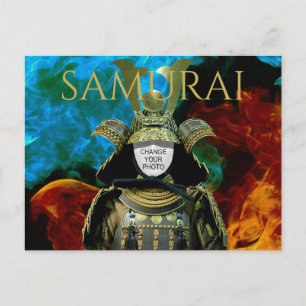 Changeable Your Photo, Samurai Helmet Postcard