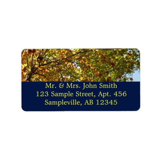 Changing Maple Tree Green and Gold Autumn Address Label