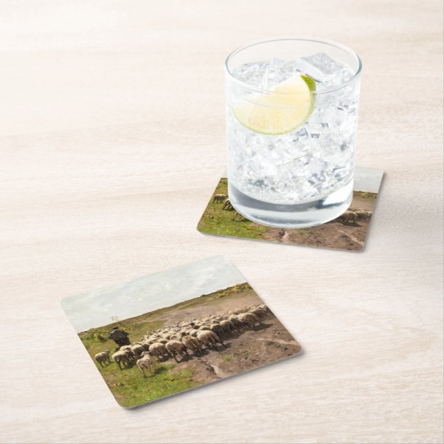 Changing Pasture, 1887 by Anton Mauve Square Paper Coaster (Insitu)