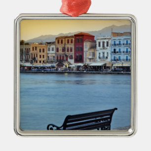 Chania at dusk, Chania, Crete, Greece Metal Tree Decoration