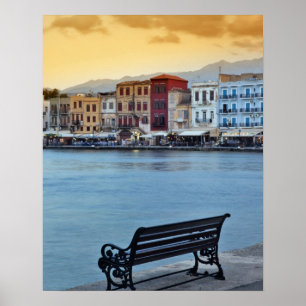 Chania at dusk, Chania, Crete, Greece Poster