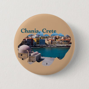 Chania, Crete: Venetian Harbor 6 Cm Round Badge