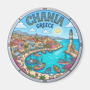Chania Old Harbour Greece Magnet