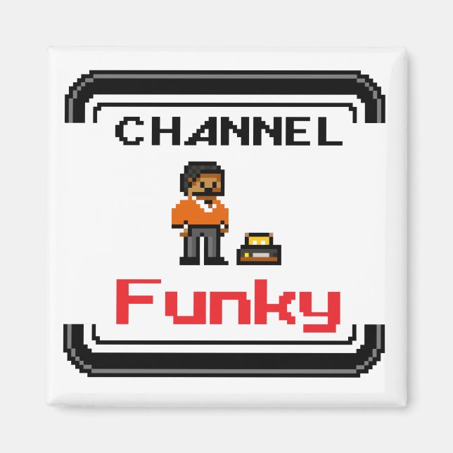 Channel Funky Pixel Art 2 Inch Square Magnet (Front)