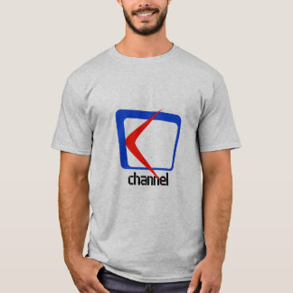 "Channel Graphic T-Shirt with Blue and Red Design"