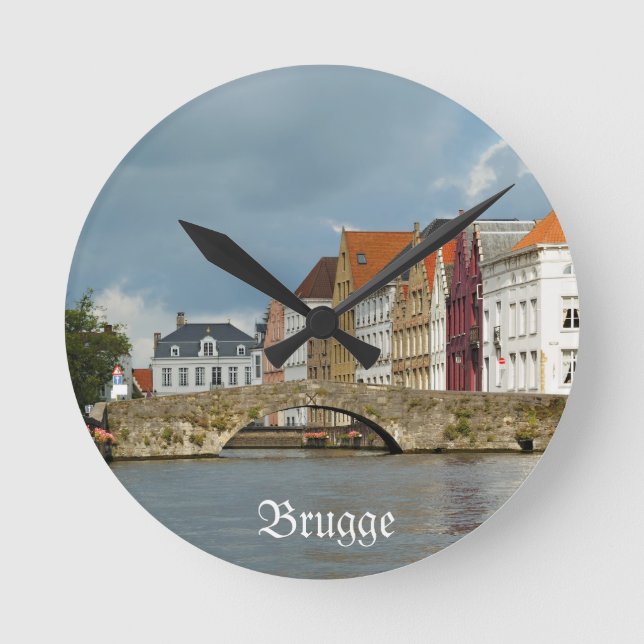 Channel in Brugge, Belgium Round Clock (Front)