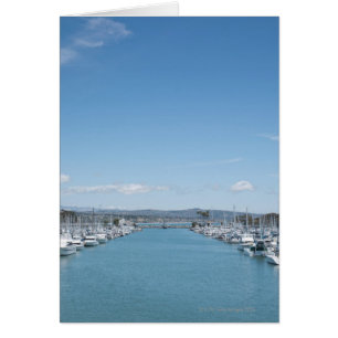 channel in harbour on a sunny day with blue sky