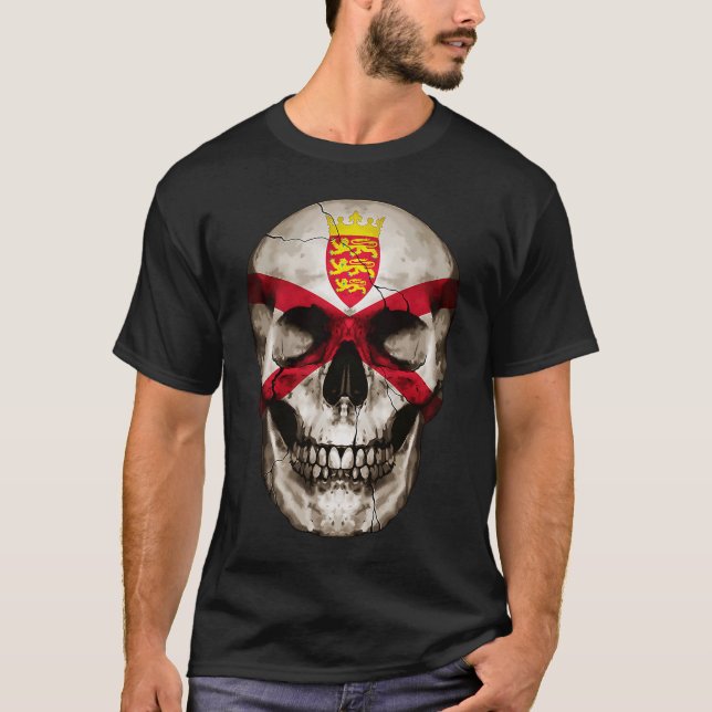 Channel Island Flag Skull Islander Roots Proud Pat T-Shirt (Front)