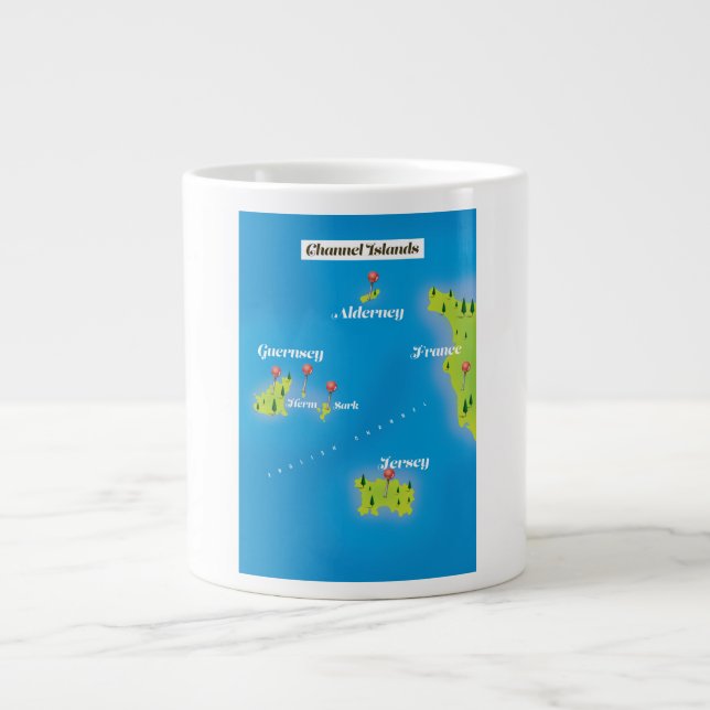 Channel Islands Map poster. Large Coffee Mug (Front)