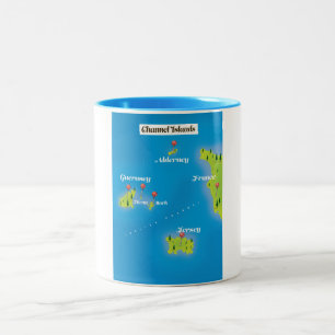 Channel Islands Map poster. Two-Tone Coffee Mug